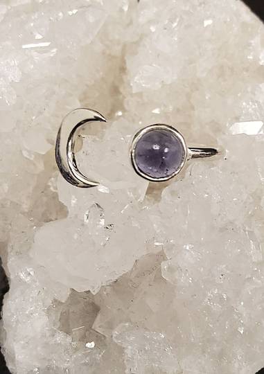 Sterling Silver Ilolite Moon Ring